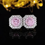 Pink AAAAA Zircon Stud Earring Tibetan silver Wedding Earrings for Women