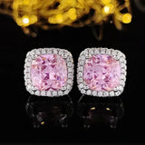 Pink AAAAA Zircon Stud Earring Tibetan silver Wedding Earrings for Women