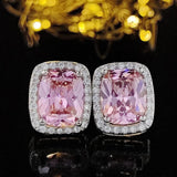 Pink AAAAA Zircon Stud Earring Tibetan silver Wedding Earrings for Women