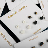 4pcs Ceramic Stud Earrings Anti Allergic Needle Plated Porcelain Gift Set