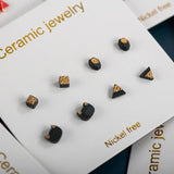 4pcs Ceramic Stud Earrings Anti Allergic Needle Plated Porcelain Gift Set