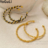 925 Silver Needle Big Hoop Earrings For Women Party Gift Daily Wearing