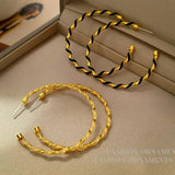 925 Silver Needle Big Hoop Earrings For Women Party Gift Daily Wearing