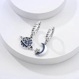 Moon Star Earrings 925 Silver Hoops for Women