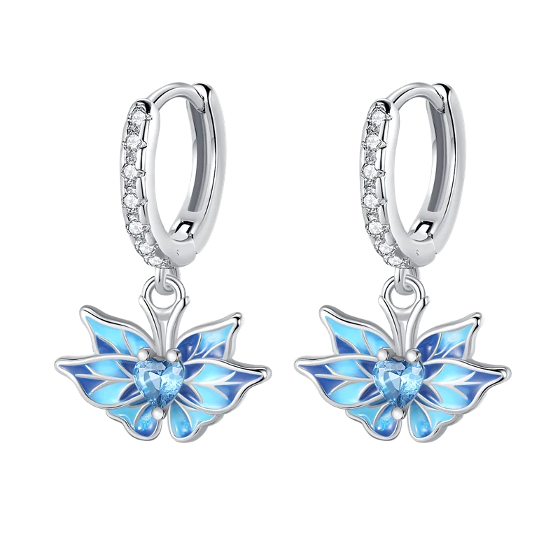 925 Sterling Silver Heart Moon Earrings for Women