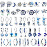 925 Sterling Silver Heart Moon Earrings for Women