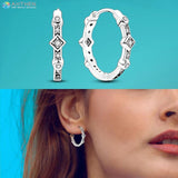 925 Silver Radiant Heart Diamond Stud Earrings Feather Crystal Ball Hoop