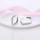 925 Silver Radiant Heart Diamond Stud Earrings Feather Crystal Ball Hoop