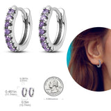 925 Silver Hoop Earrings Pave CZ Fine Jewelry