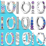 925 Silver Hoop Earrings Pave CZ Fine Jewelry