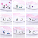 925 Silver Hoop Earrings Pave CZ Fine Jewelry