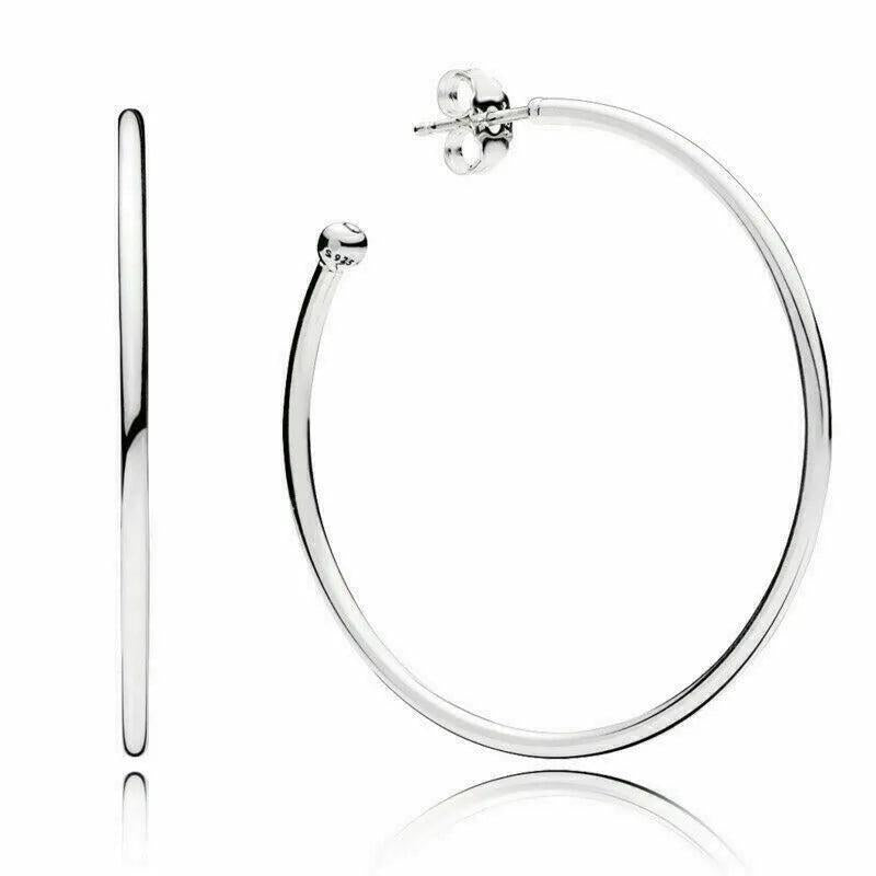 925 Silver Circle Stud Earrings Women Wedding Jewelry Gift