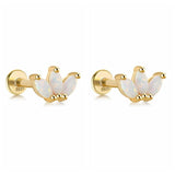 2 pcs Opal Cartilage Sterling Silver Stud Earrings Wedding Jewelry