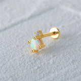 2 pcs Opal Cartilage Sterling Silver Stud Earrings Wedding Jewelry
