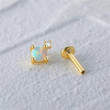 2 pcs Opal Cartilage Sterling Silver Stud Earrings Wedding Jewelry