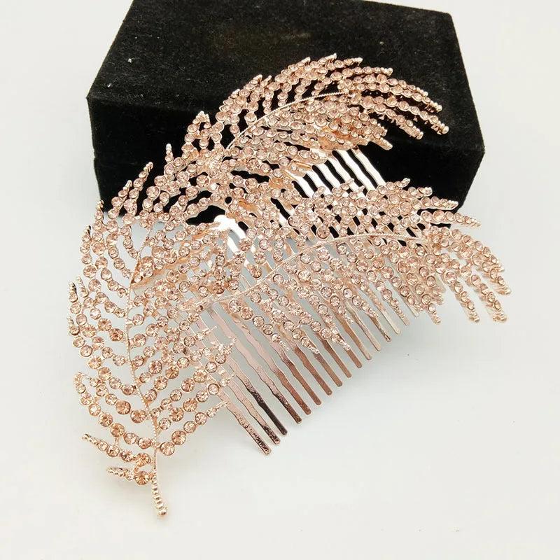 Rose Zinc Alloy Hair Combs Wedding Hair Jewelry Accessories Feather Type