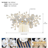 Ceramic Flowers Hair Combs Pearls Bridal Hair Sticks