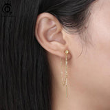 Long Chain Earrings 925 Sterling Silver Drop Earings for Women APE52