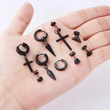 12 Pairs Stainless Steel Earrings Set Street Pop Hip Hop Jewelry Piercings