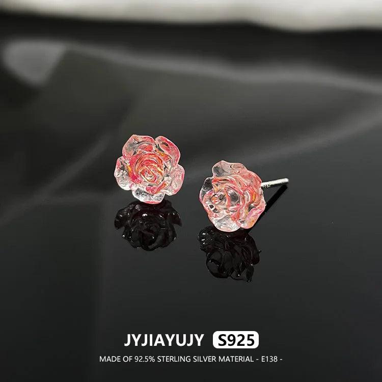 Sterling Silver Flower Rose Multilayer Petal Earrings
