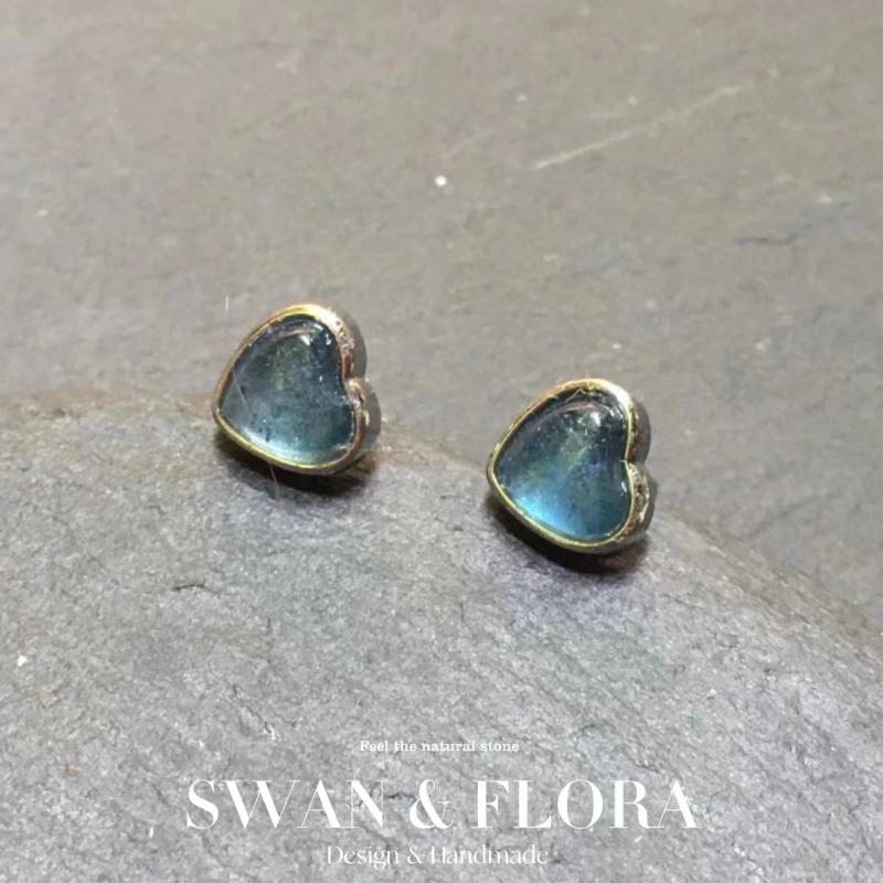 Aquamarine 925 Sterling Silver Stud Earrings For Women Jewelry Gift