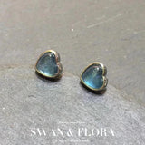 Aquamarine 925 Sterling Silver Stud Earrings For Women Jewelry Gift