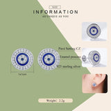 925 Sterling Silver Zircon Evil Eye Lucky Eye Stud Earrings