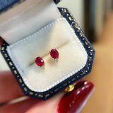Ruby Zircon Ear Studs S925 Sterling Silver Piercing Earrings