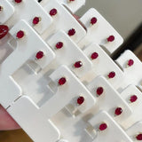 Ruby Zircon Ear Studs S925 Sterling Silver Piercing Earrings