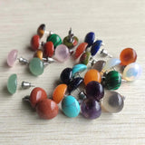 Natural Stone Round Bead Silver Stud Earrings 12pair