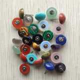 Natural Stone Round Bead Silver Stud Earrings 12pair