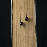 925 Sterling Silver Vintage Round Stud Earrings with Wine Stone