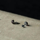 925 Sterling Silver Vintage Round Stud Earrings with Wine Stone
