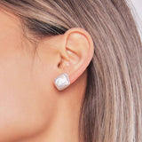 12-13mm Baroque Freshwater Pearls Stud Earrings 925 Silver Vintage Style