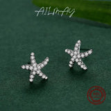 925 Sterling Silver Starfish Zircon Stud Earring for Women
