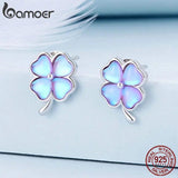 925 Silver Four Leaf Clover Stud Earrings for Women