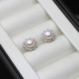 925 Silver Leaf Stud Earring with Pearl