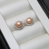 925 Silver Leaf Stud Earring with Pearl
