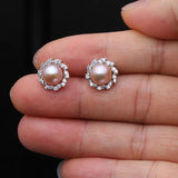 925 Silver Leaf Stud Earring with Pearl