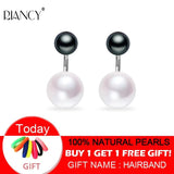 925 Silver Freshwater Double Pearl Earrings Wedding Jewelry
