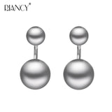 925 Silver Freshwater Double Pearl Earrings Wedding Jewelry