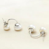 925 Silver Freshwater Double Pearl Earrings Wedding Jewelry