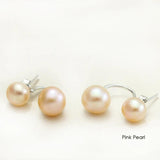 925 Silver Freshwater Double Pearl Earrings Wedding Jewelry