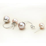 925 Silver Freshwater Double Pearl Earrings Wedding Jewelry