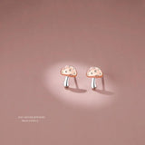 S925 Small Mushroom Stud Earrings For Women