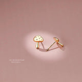 S925 Small Mushroom Stud Earrings For Women