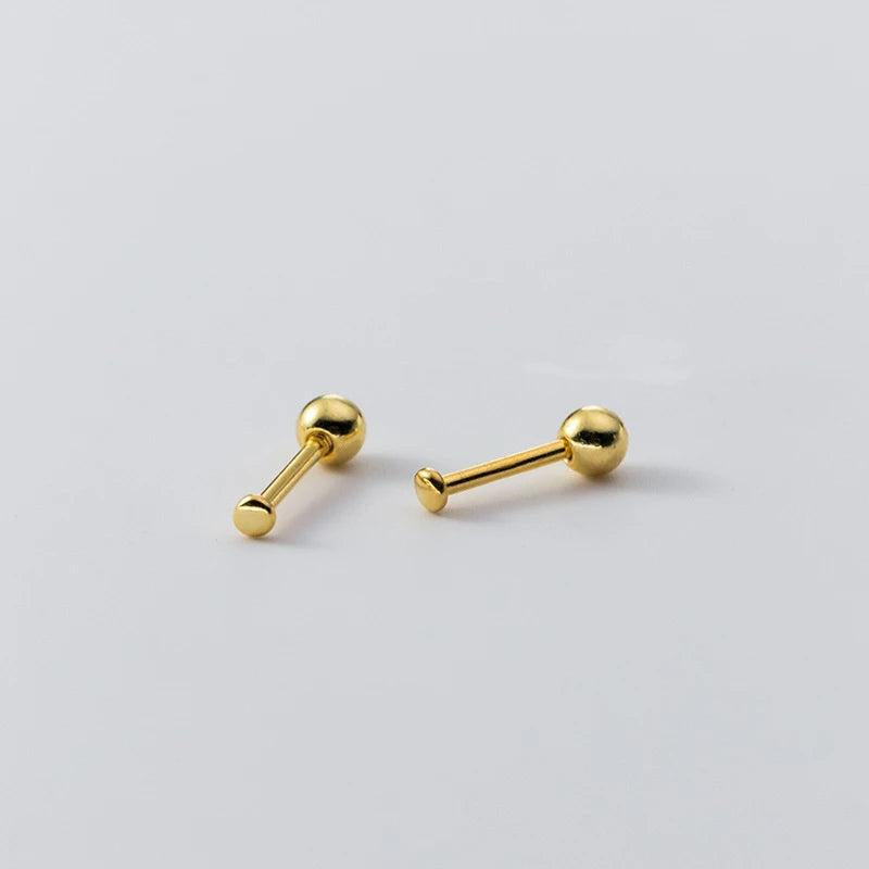 925 Silver Round Ear Bone Beads Stud Earrings for Baby Women