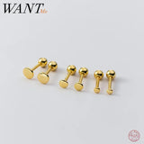 925 Silver Round Ear Bone Beads Stud Earrings for Baby Women