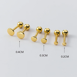 925 Silver Round Ear Bone Beads Stud Earrings for Baby Women