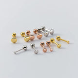 925 Silver Round Ear Bone Beads Stud Earrings for Baby Women